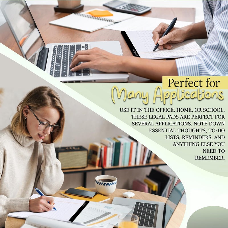 Enday Legal Pads 8.5 x 11 Inch, (12 Pack) 50 Sheets per Notepad, White Note Pads, Legal Ruled Writing Pad with Perforated Pages, White Paper Legal Pad for Work and Note-Taking. - Image 4